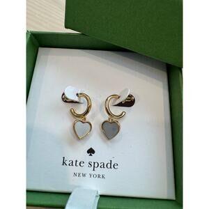 NEW KATE SPADE FLOWERS HUGGIES HOOP EARRING DROP HEART BOXED $60